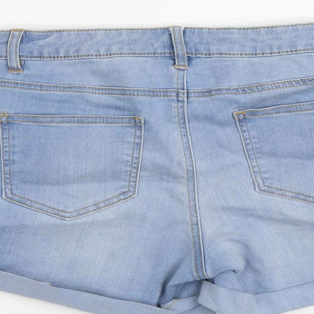 Denim & Co. Womens Blue Cotton Boyfriend Shorts Size 12 L4 in Regular Button