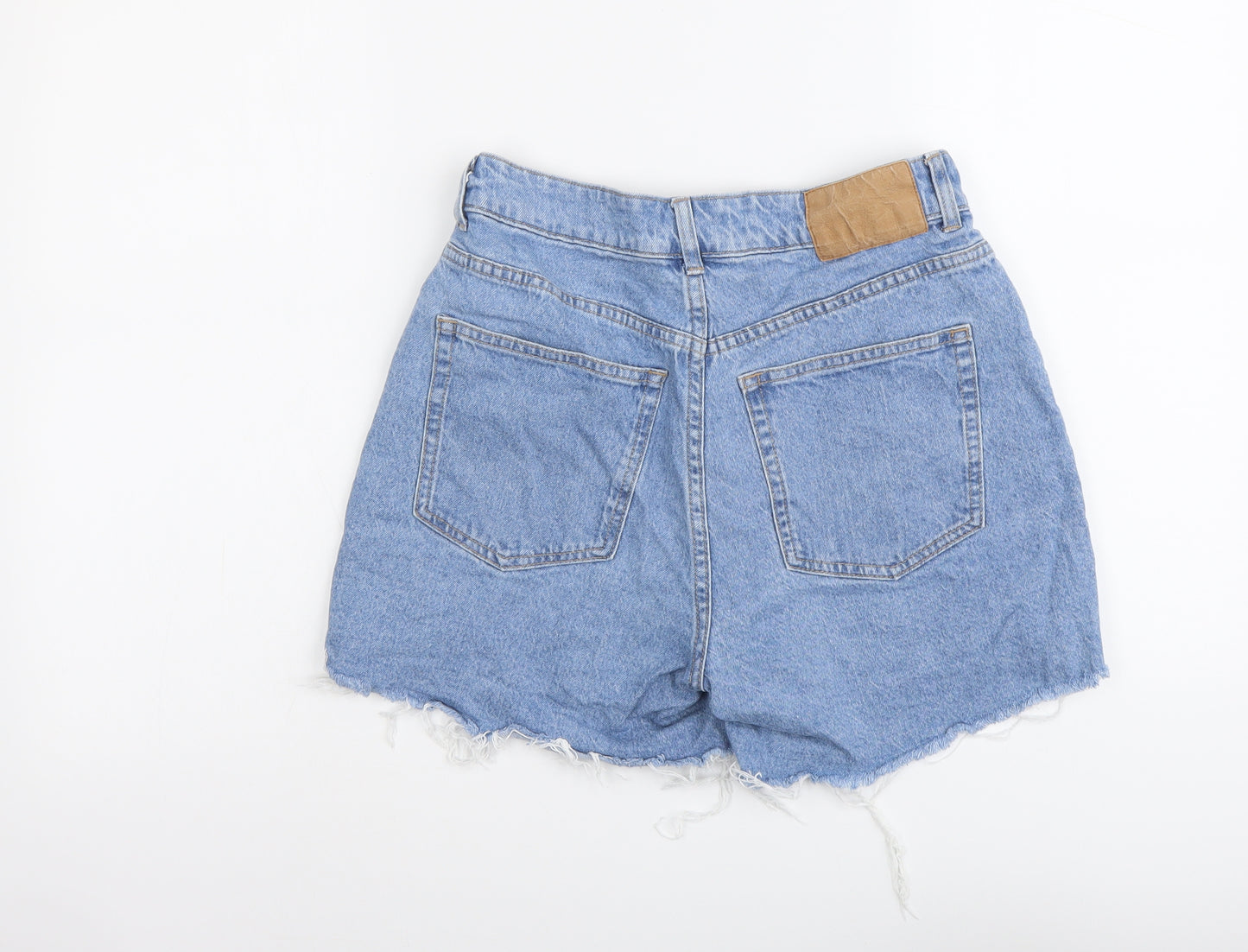 H&M Womens Blue Cotton Boyfriend Shorts Size M L5 in Regular Button
