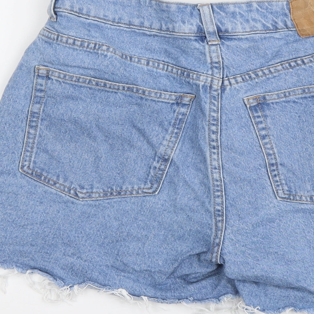 H&M Womens Blue Cotton Boyfriend Shorts Size M L5 in Regular Button