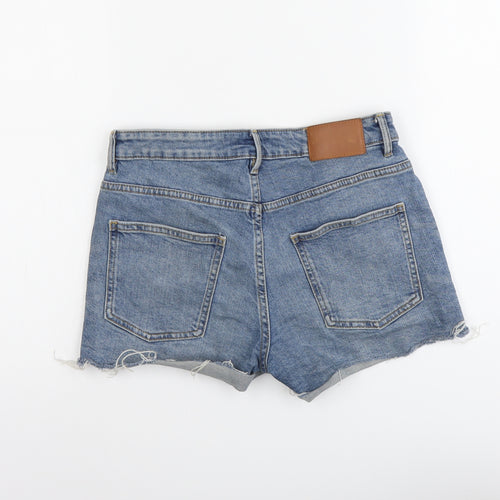 H&M Womens Blue Cotton Cut-Off Shorts Size S L3 in Regular Button