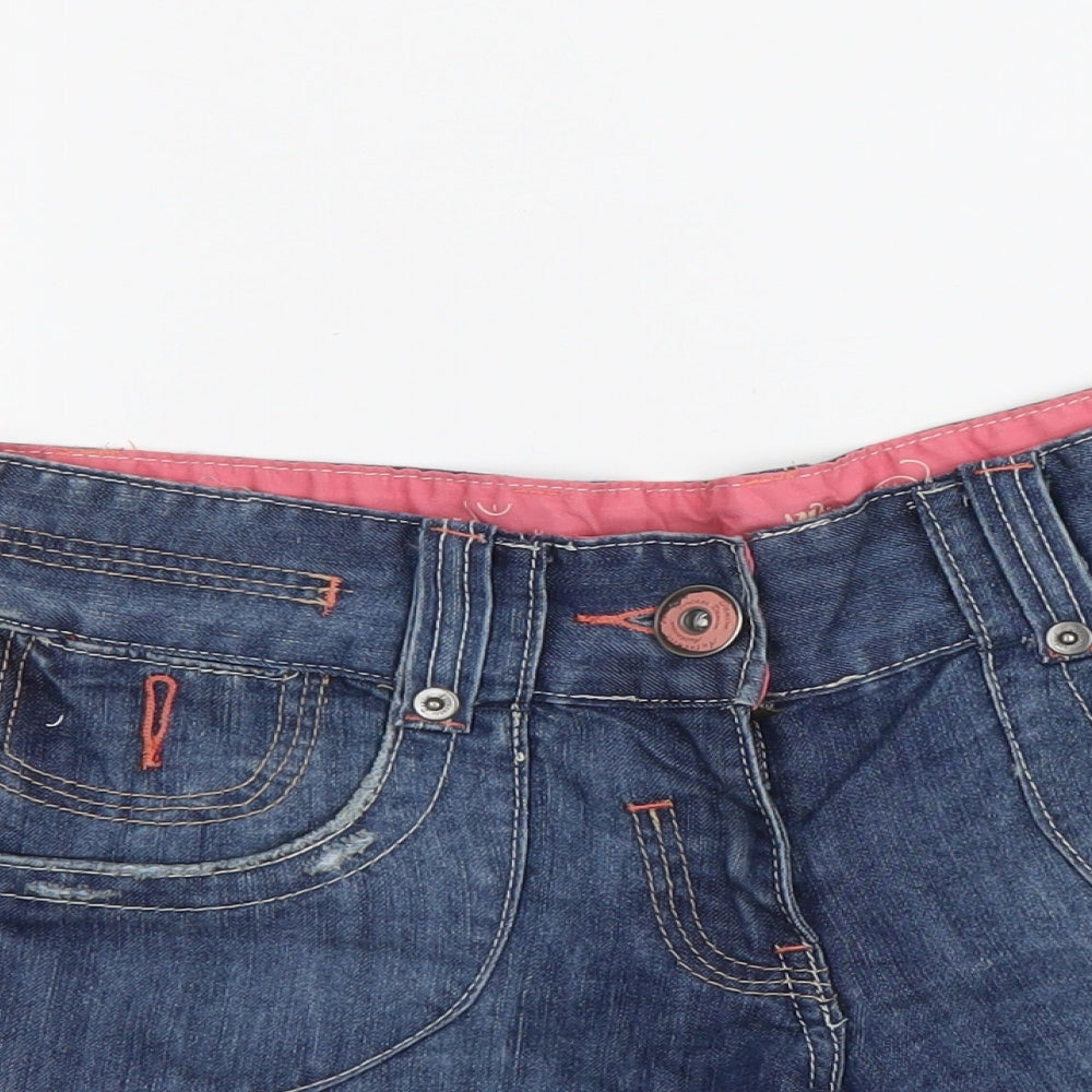 Authentic Womens Blue Cotton Boyfriend Shorts Size 30 in L3 in Regular Button