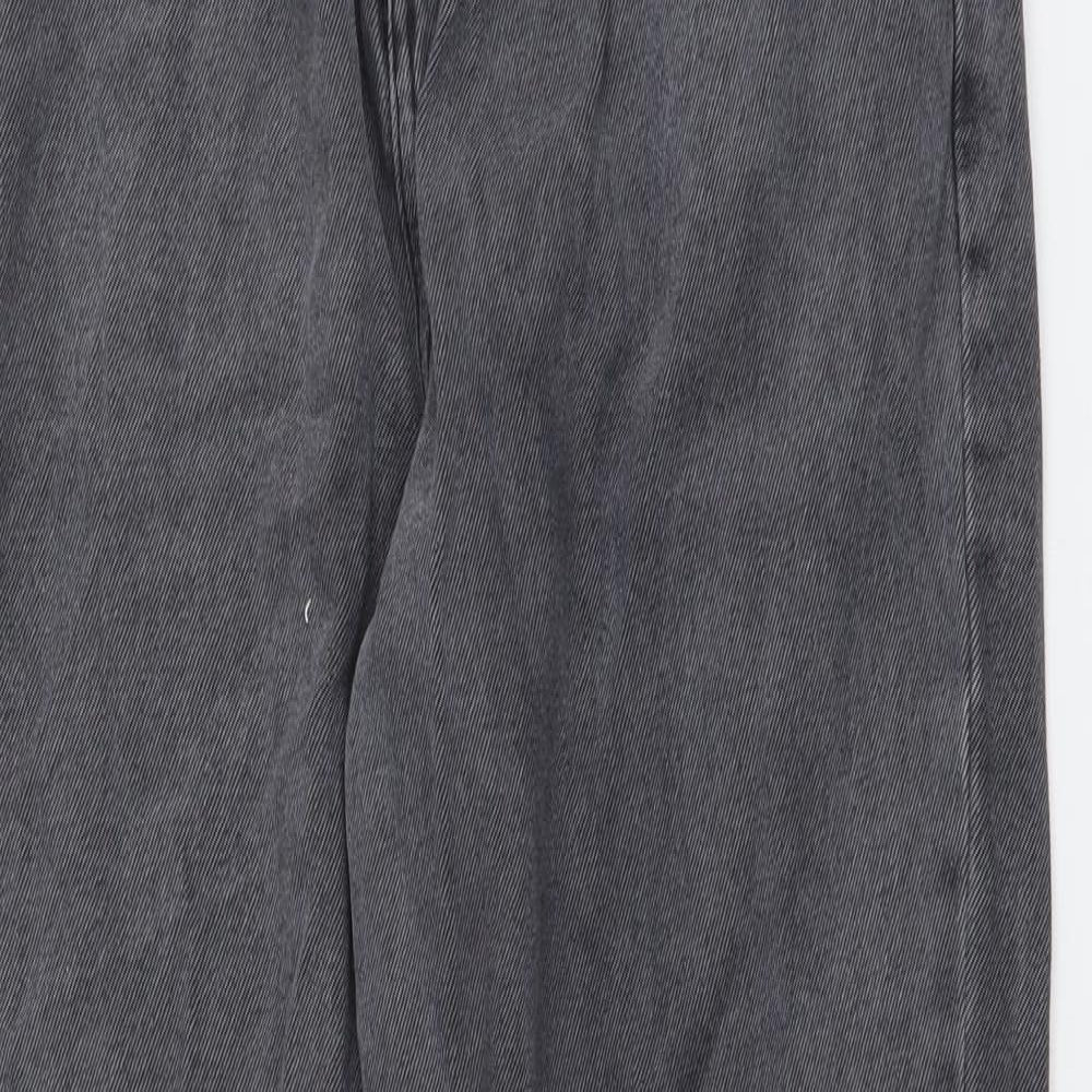 New Look Womens Grey Cotton Straight Jeans Size 14 L33 in Regular Button