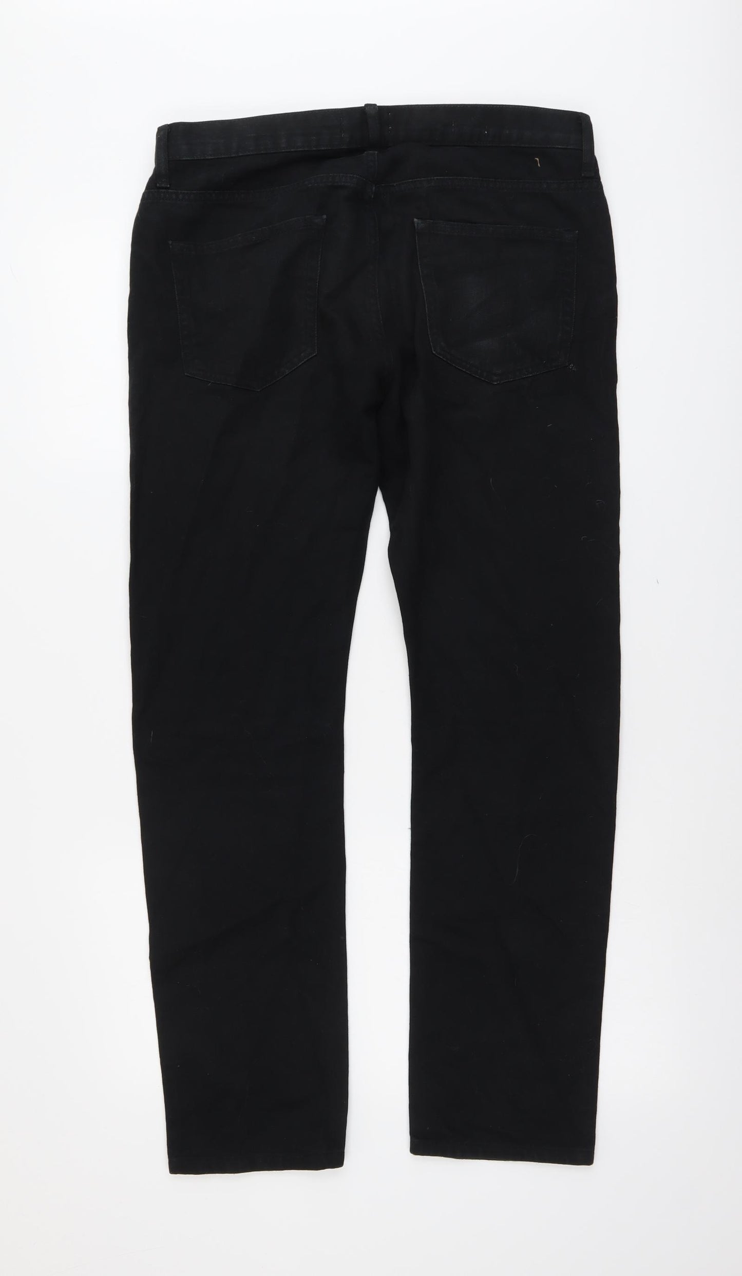 Topman Mens Black Cotton Straight Jeans Size 32 in L29 in Slim Button