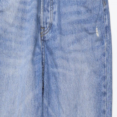 Stradivarius Womens Blue Cotton Mom Jeans Size 14 L25 in Regular Button