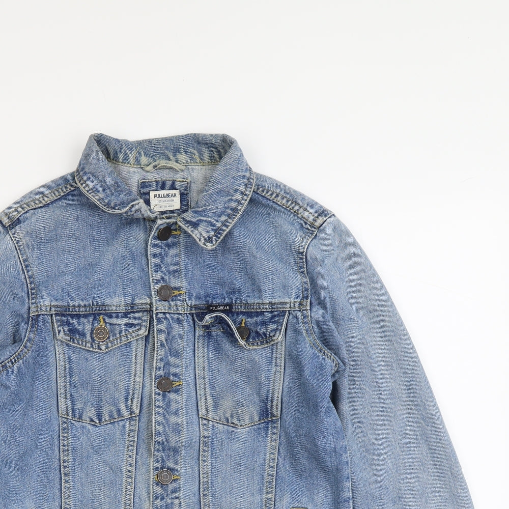 Pull&Bear Womens Blue Jacket Size S Button