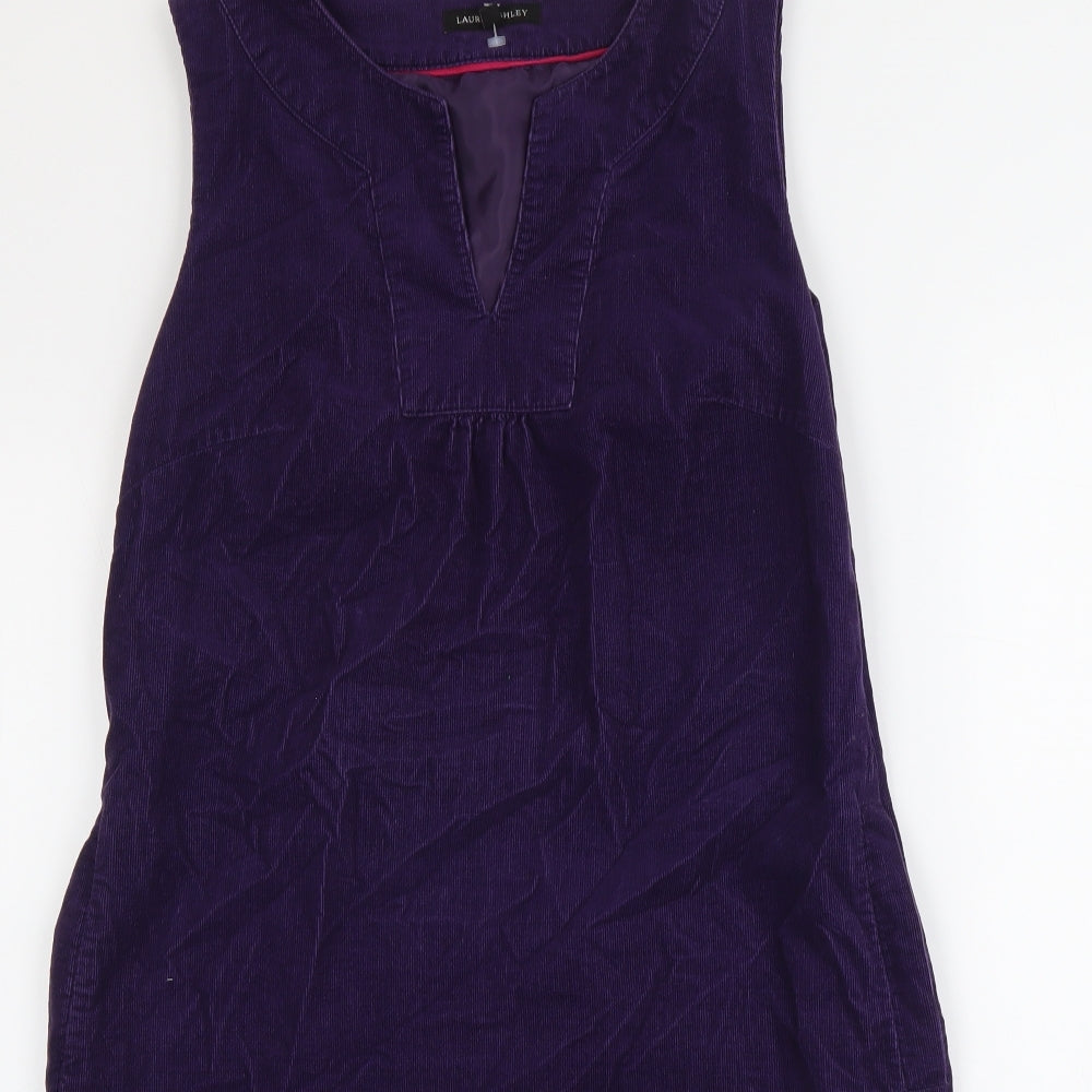 Laura Ashley Womens Purple Cotton A-Line Size 12 V-Neck Pullover