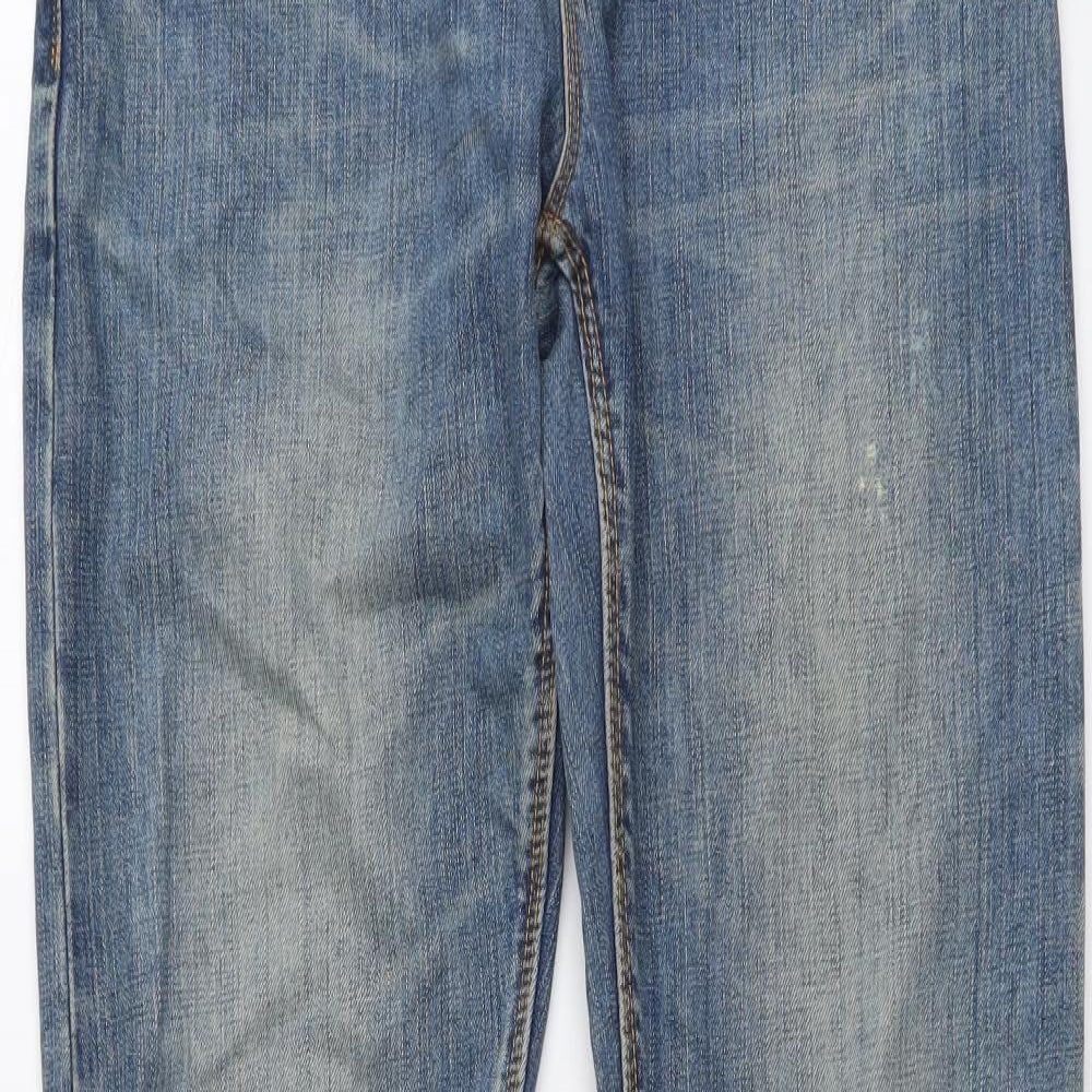 Superdry Mens Blue Cotton Straight Jeans Size 30 in L34 in Regular Button