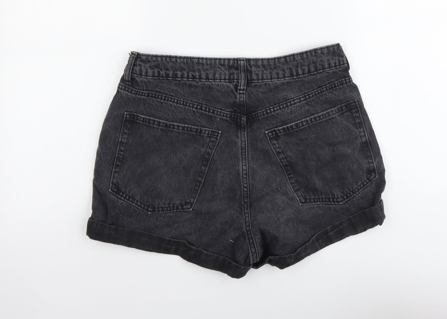H&M Womens Grey Cotton Boyfriend Shorts Size L L3 in Regular Button