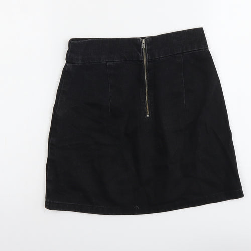 Topshop Womens Black Cotton Straight & Pencil Skirt Size 25 in Zip