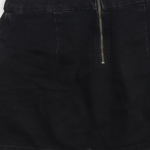 Topshop Womens Black Cotton Straight & Pencil Skirt Size 25 in Zip