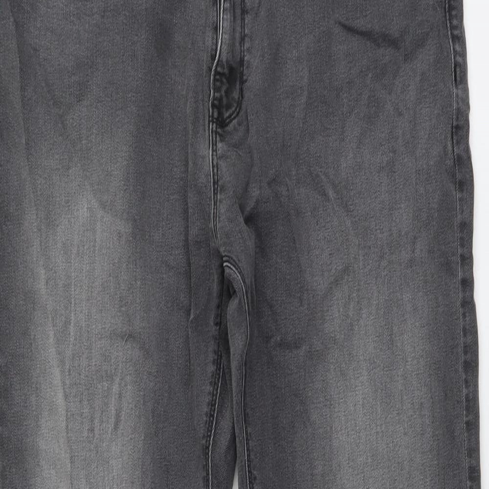 Marks and Spencer Mens Grey Cotton Straight Jeans Size 36 in L31 in Regular Button