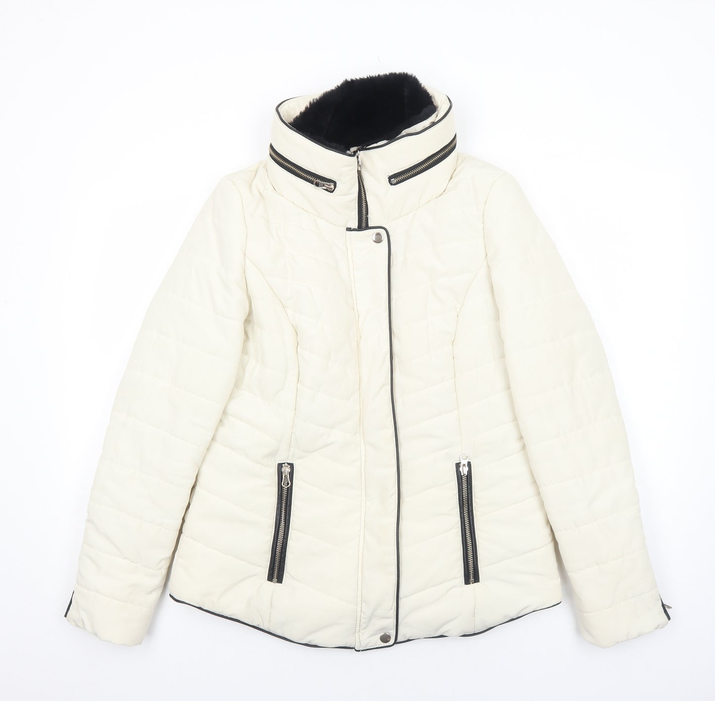 F&F Womens White Puffer Jacket Jacket Size 12 Zip