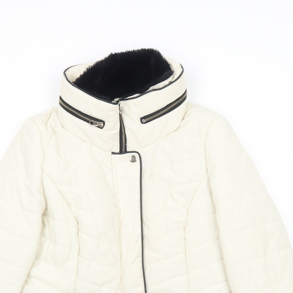 F&F Womens White Puffer Jacket Jacket Size 12 Zip