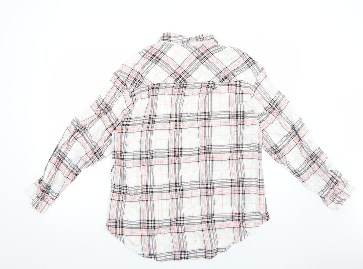 Papaya Womens Pink Geometric Viscose Basic Button-Up Size 14 V-Neck