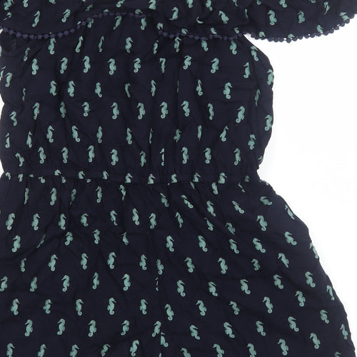 Oasis Womens Blue Geometric Viscose Playsuit One-Piece Size M Pullover - Sea Horse