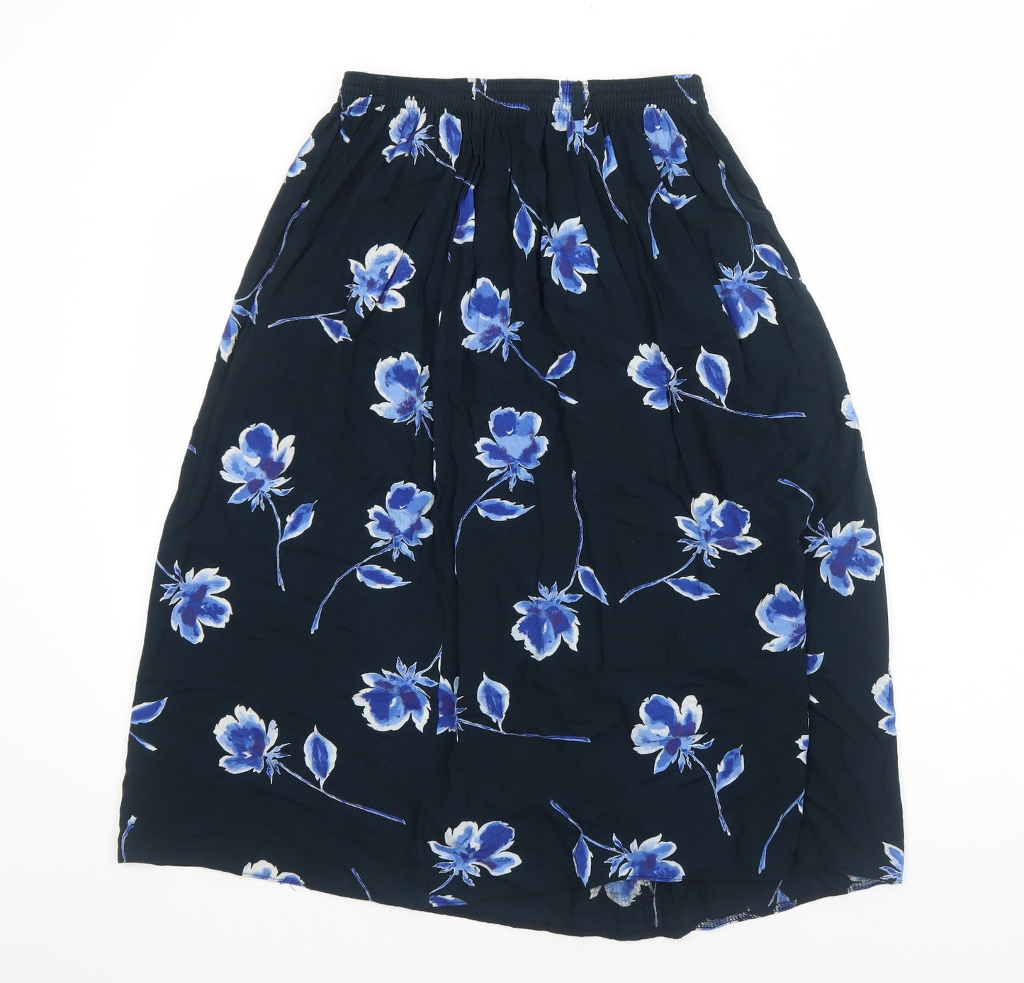 Anna Morelle Womens Blue Floral Viscose Swing Skirt Size 14