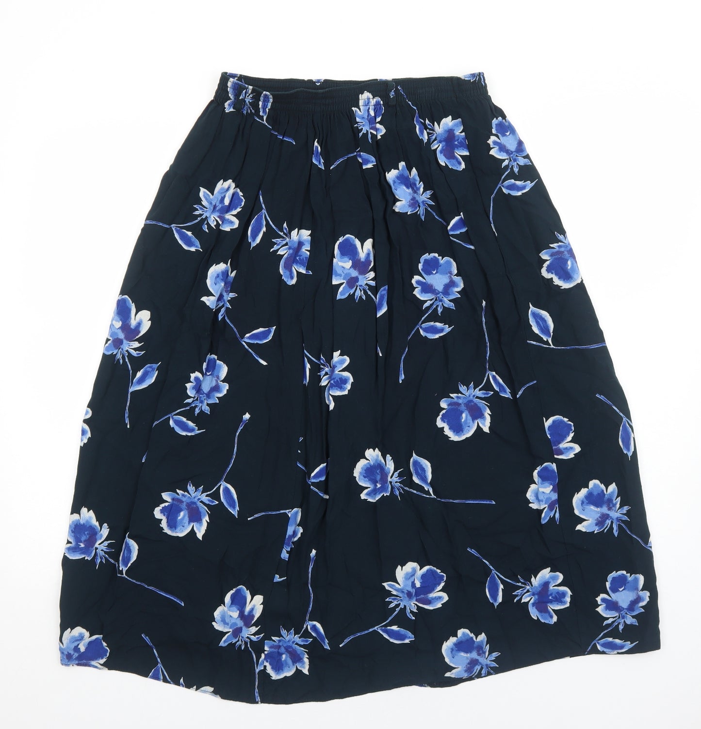 Anna Morelle Womens Blue Floral Viscose Swing Skirt Size 14