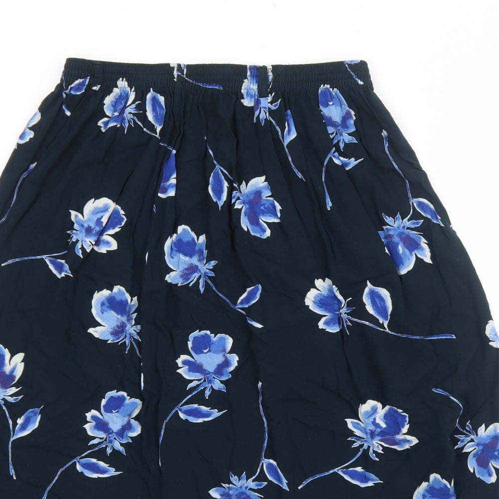 Anna Morelle Womens Blue Floral Viscose Swing Skirt Size 14
