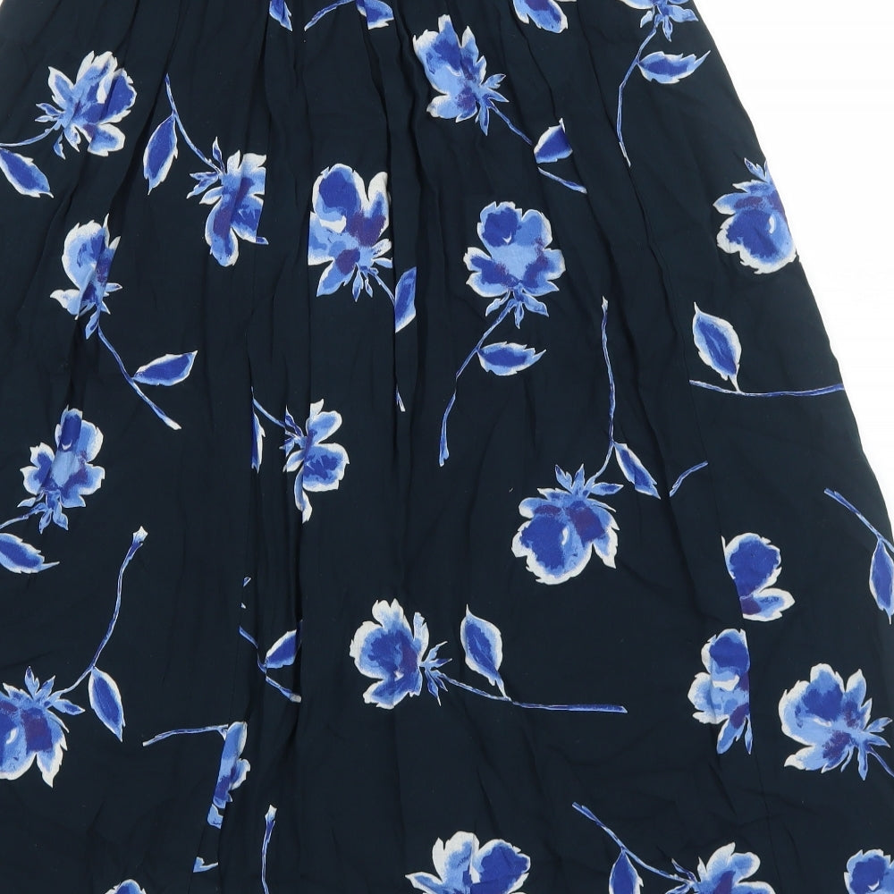 Anna Morelle Womens Blue Floral Viscose Swing Skirt Size 14