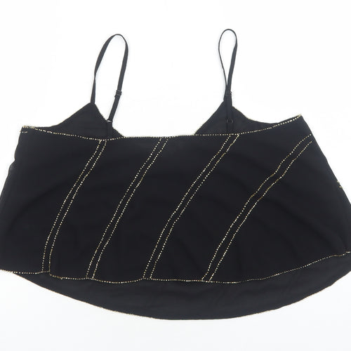 Miss Selfridge Womens Black Polyester Basic Tank Size 12 V-Neck