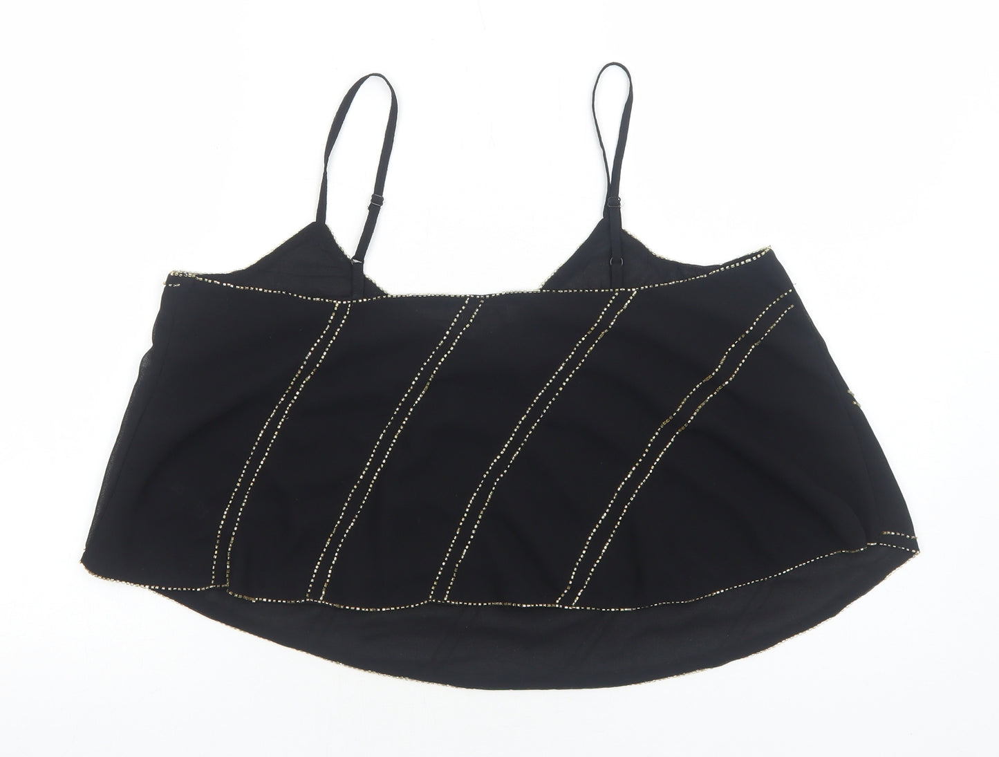 Miss Selfridge Womens Black Polyester Basic Tank Size 12 V-Neck