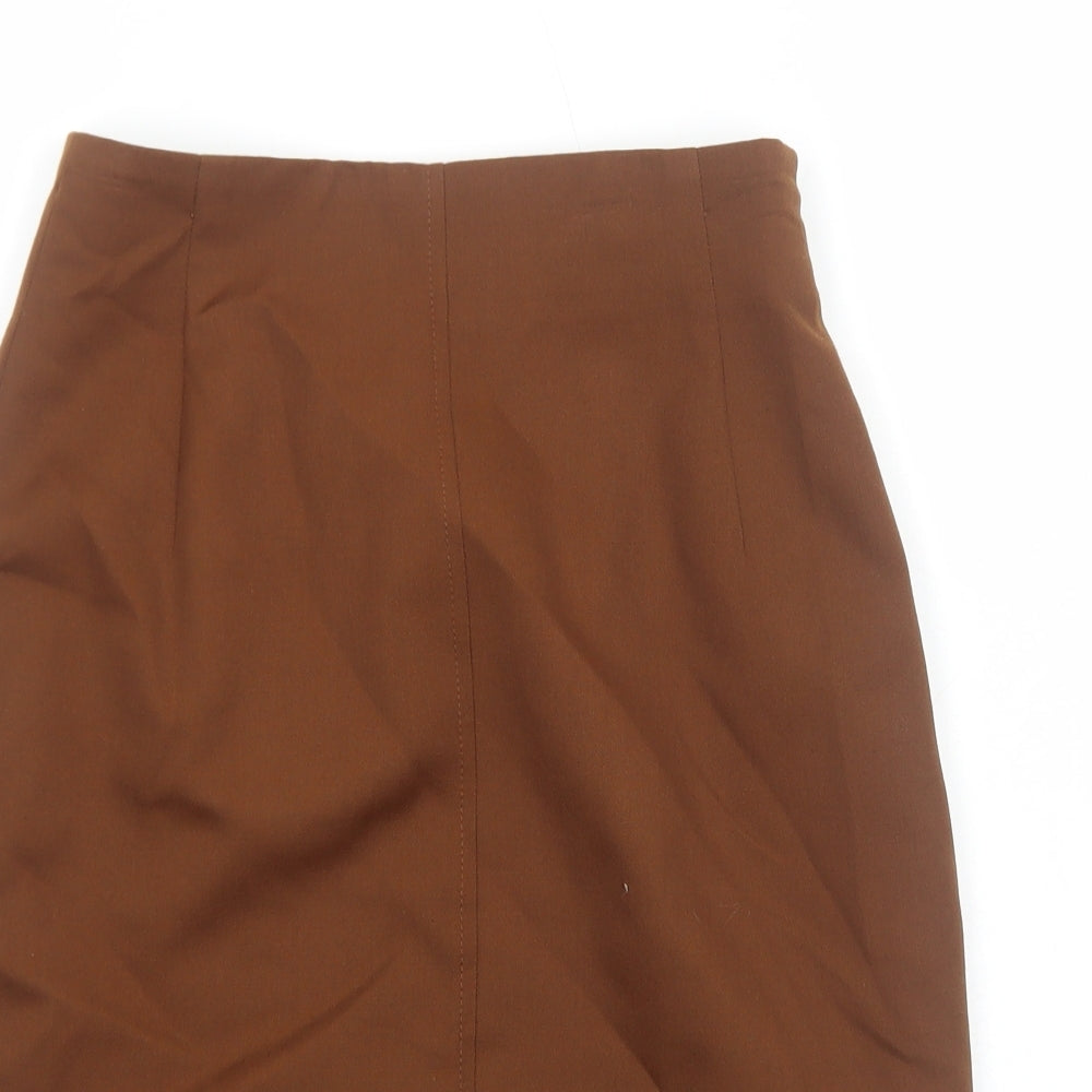 NEXT Womens Brown Polyester Straight & Pencil Skirt Size 10 Zip