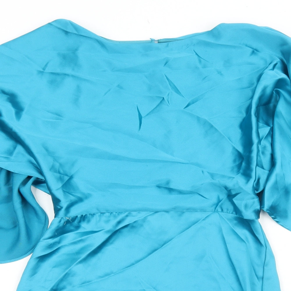 Zara Womens Blue Polyester A-Line Size M Boat Neck Zip