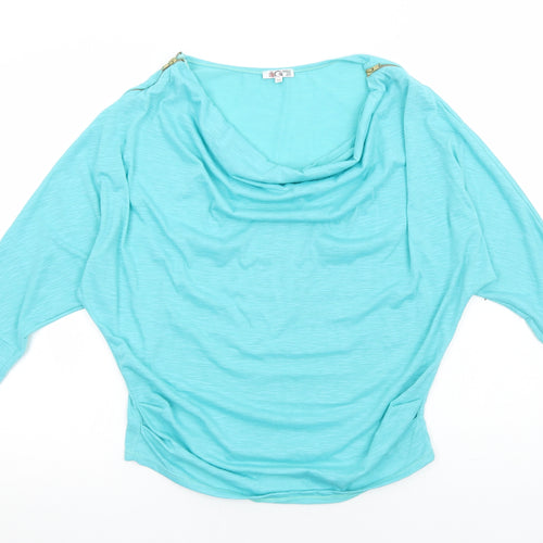 Preworn Womens Blue Polyester Basic Blouse Size M Cowl Neck - Batwing