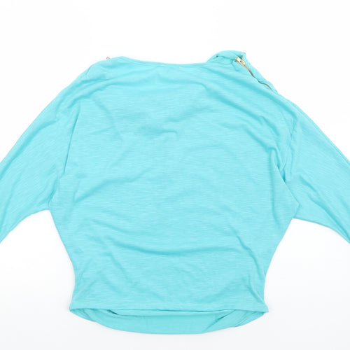 Preworn Womens Blue Polyester Basic Blouse Size M Cowl Neck - Batwing