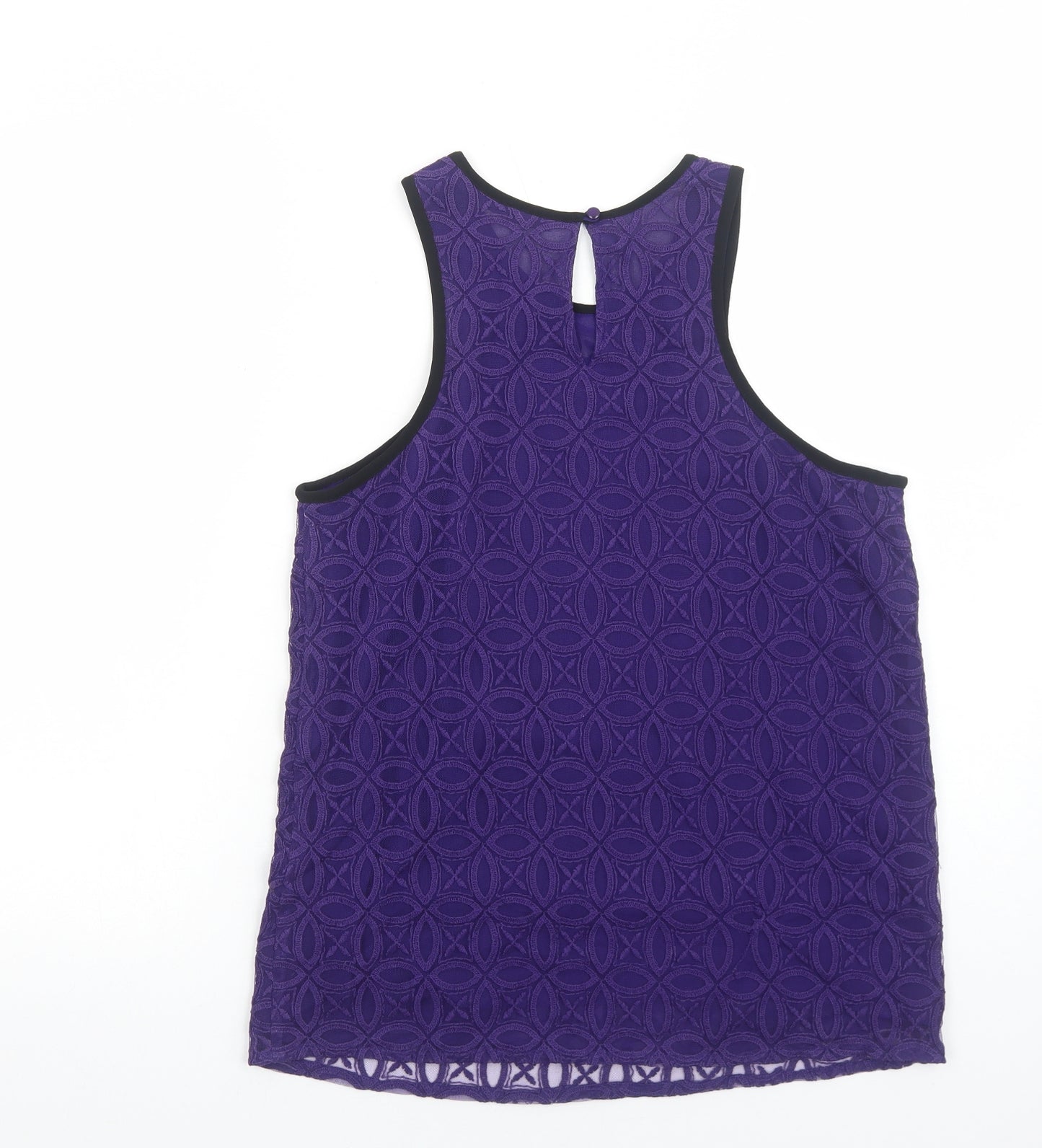NEXT Womens Purple Geometric Polyester Basic Tank Size 14 Scoop Neck