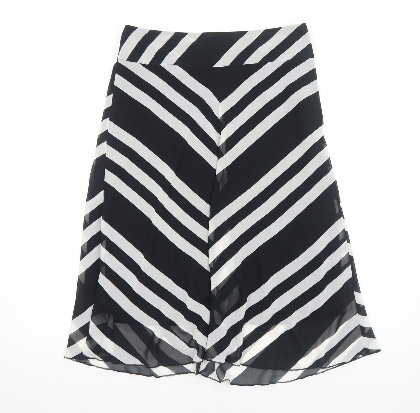 George Womens Black Striped Polyester Swing Skirt Size 14 Zip