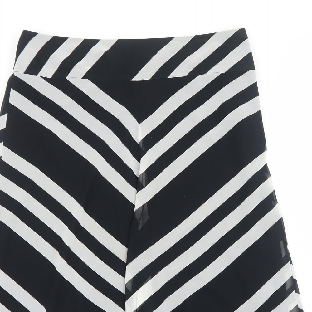 George Womens Black Striped Polyester Swing Skirt Size 14 Zip