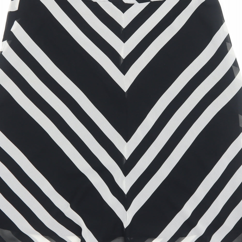 George Womens Black Striped Polyester Swing Skirt Size 14 Zip