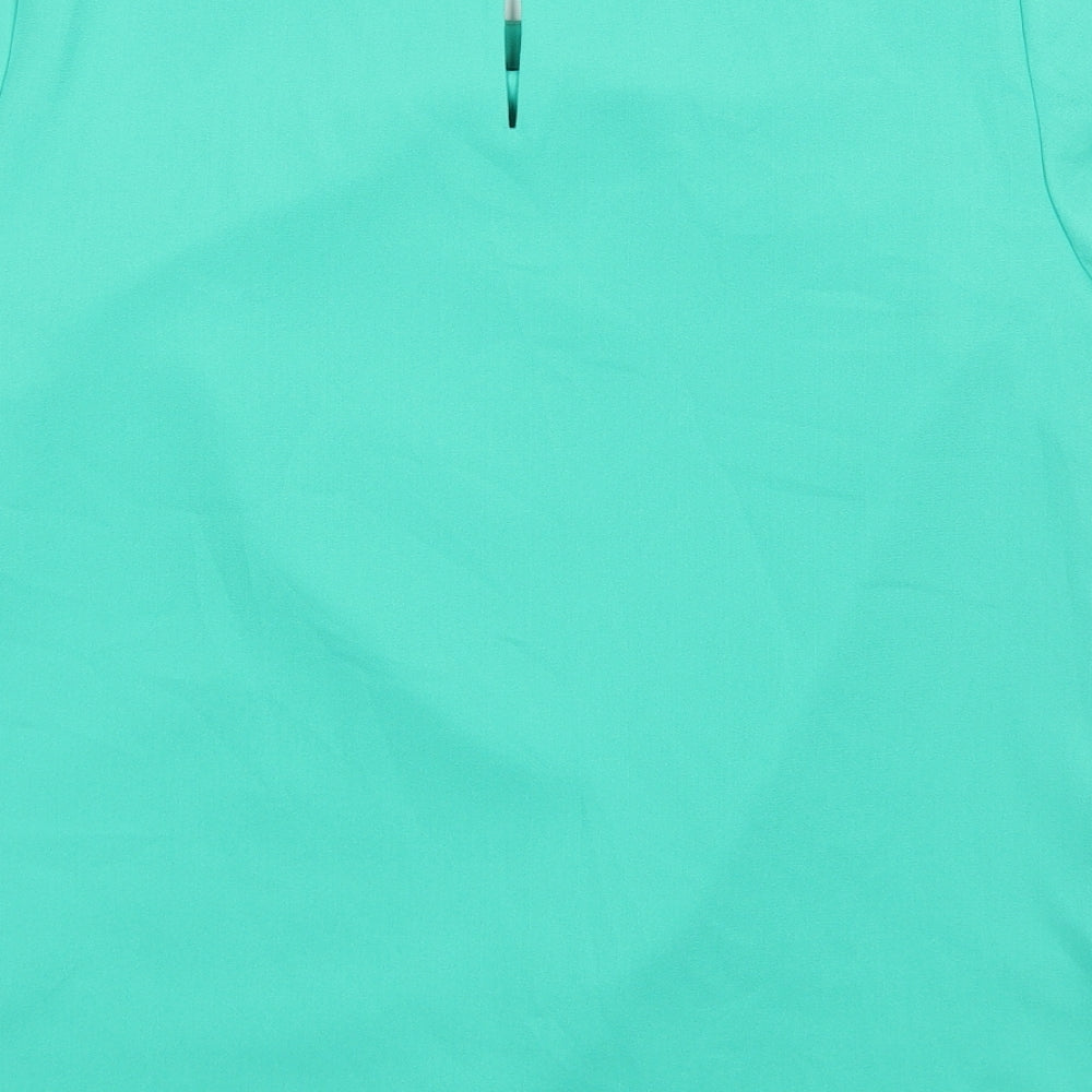 Marks and Spencer Womens Green Polyester Basic Blouse Size 12 Scoop Neck - Lace Detail
