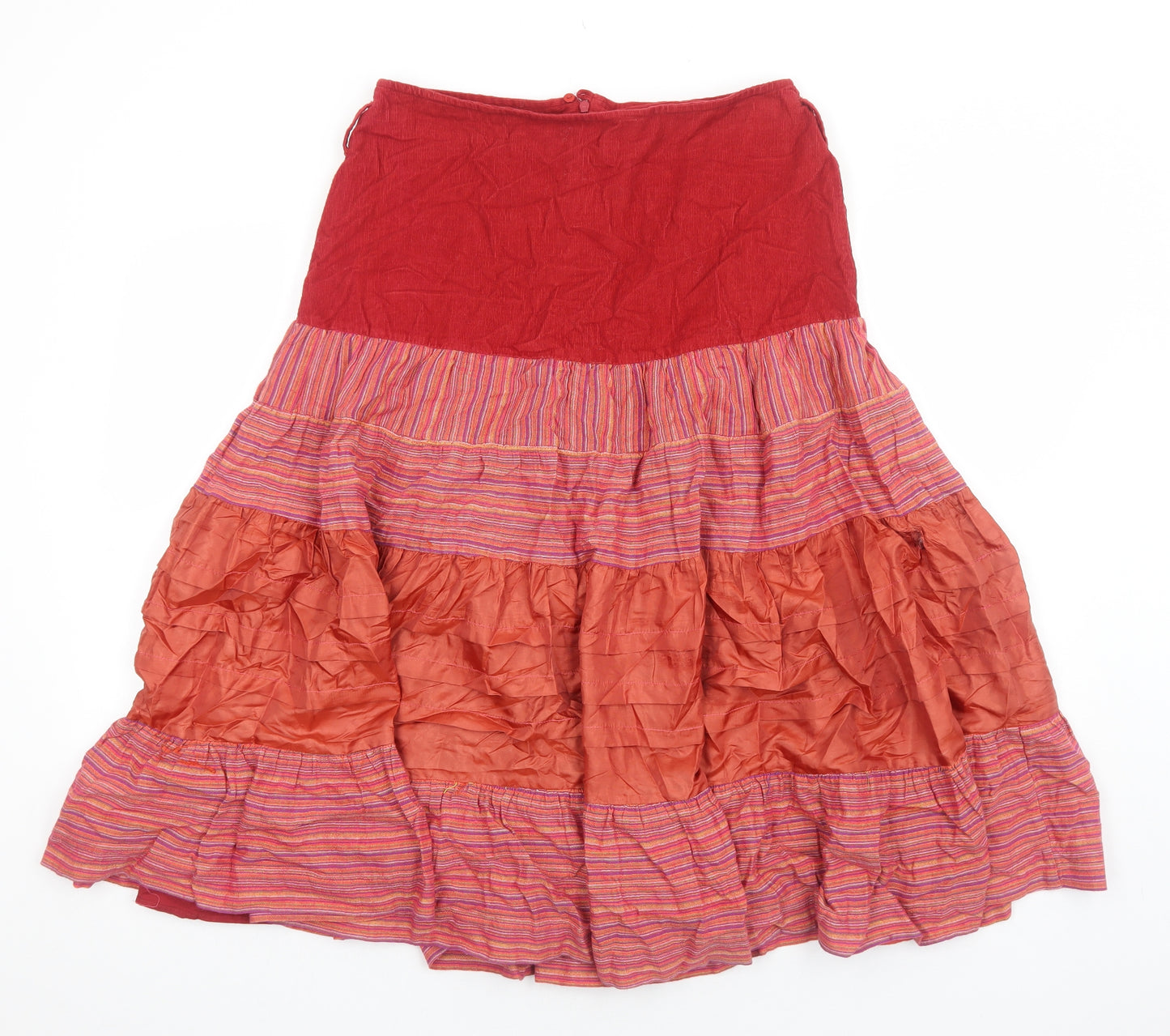 Per Una Womens Red Geometric Polyester Peasant Skirt Size 10 Zip