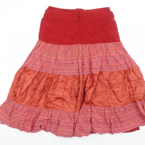 Per Una Womens Red Geometric Polyester Peasant Skirt Size 10 Zip