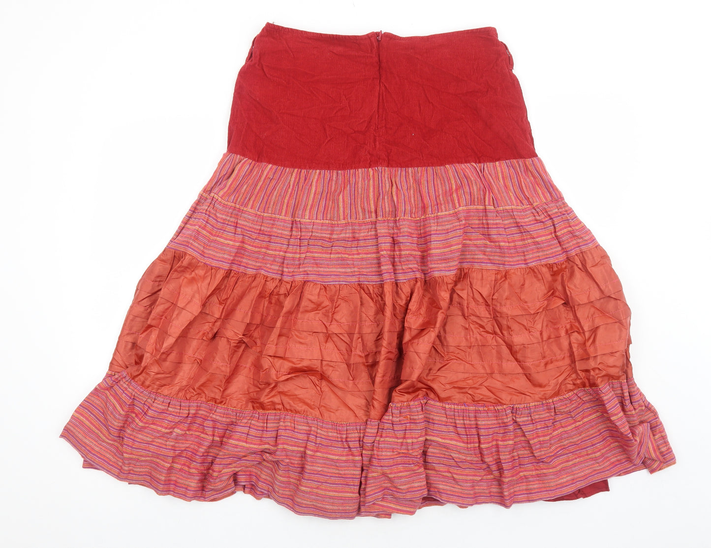 Per Una Womens Red Geometric Polyester Peasant Skirt Size 10 Zip