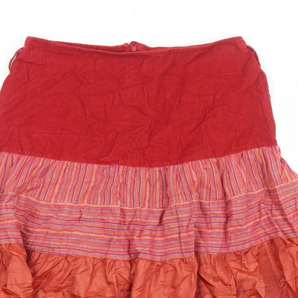 Per Una Womens Red Geometric Polyester Peasant Skirt Size 10 Zip