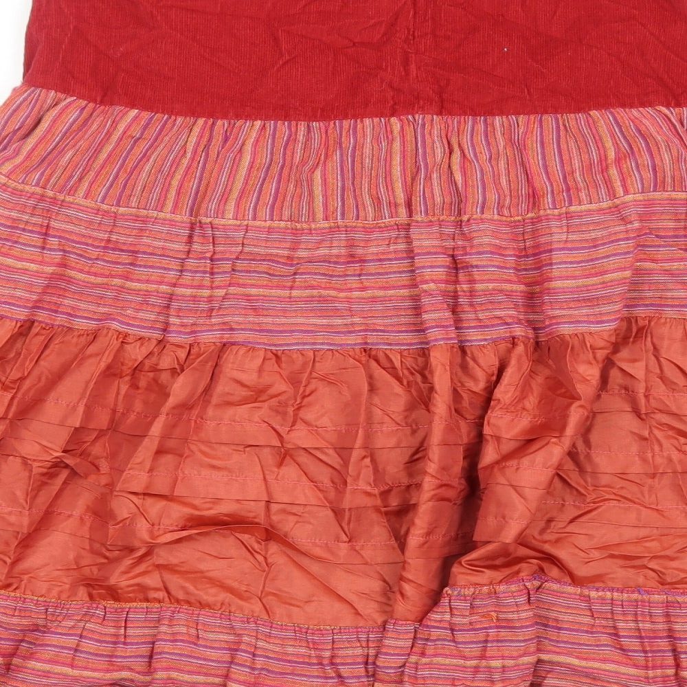 Per Una Womens Red Geometric Polyester Peasant Skirt Size 10 Zip