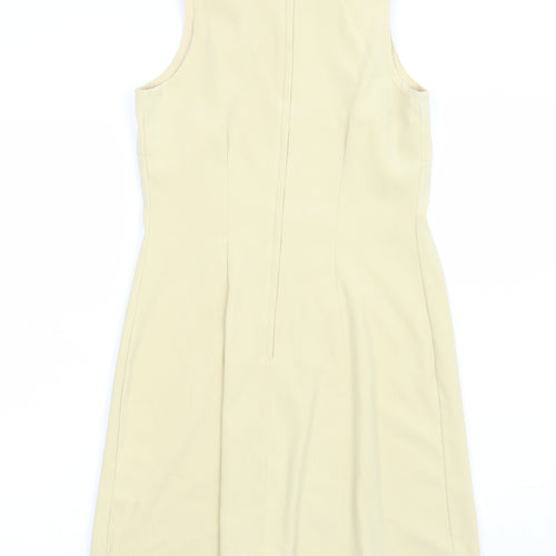 Preworn Womens Yellow Polyester A-Line Size 10 Round Neck Zip
