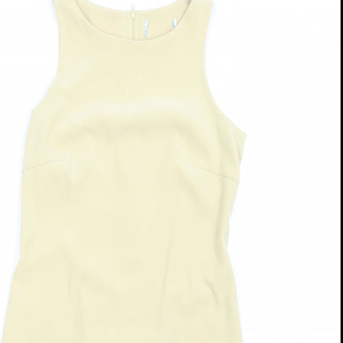Preworn Womens Yellow Polyester A-Line Size 10 Round Neck Zip