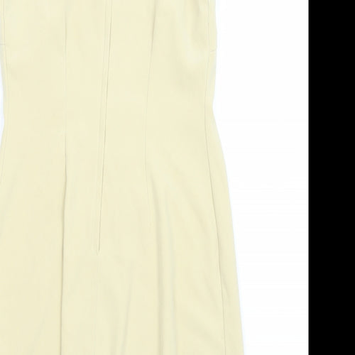 Preworn Womens Yellow Polyester A-Line Size 10 Round Neck Zip
