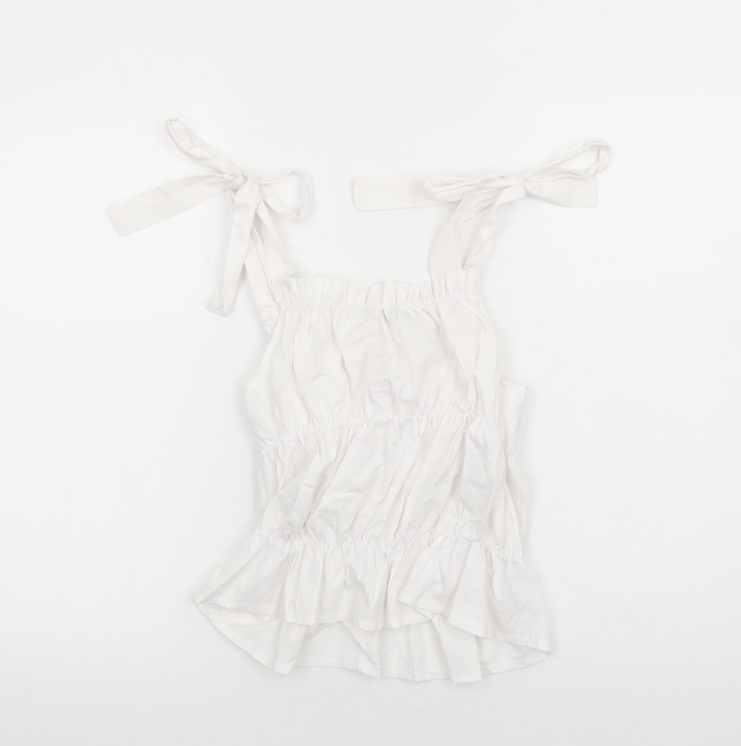 Boohoo Womens White Cotton Cropped Tank Size 10 Square Neck