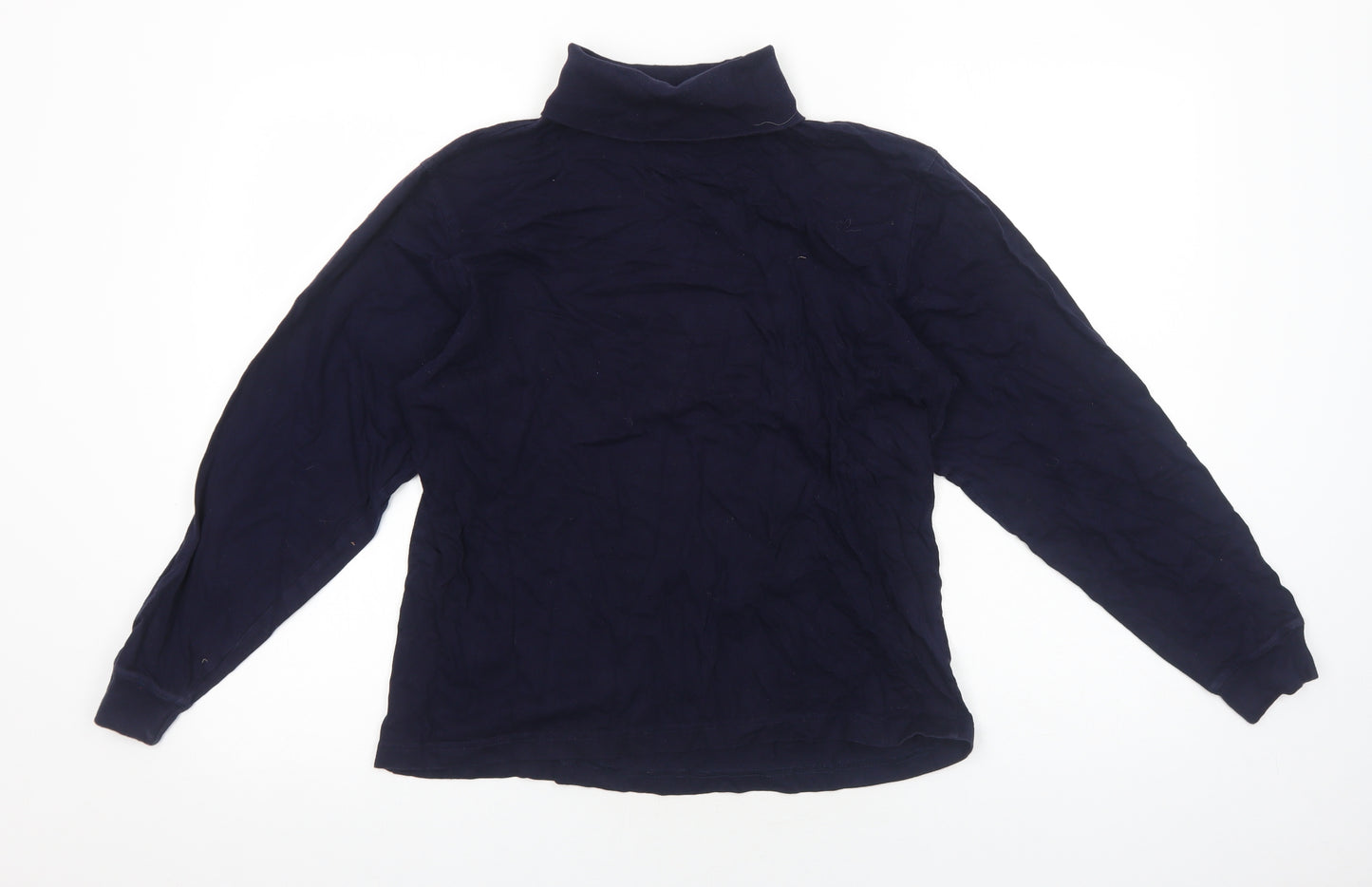 Jumper Womens Blue Cotton Basic T-Shirt Size M Roll Neck