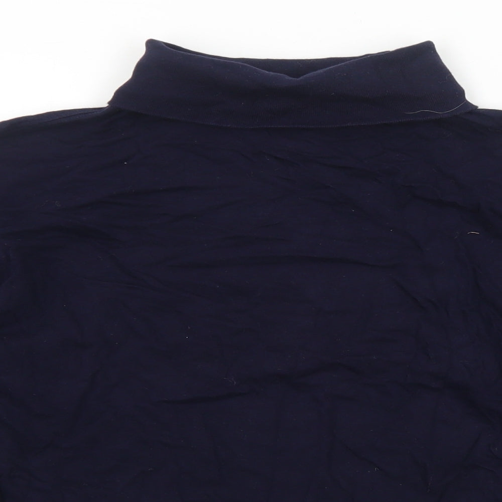 Jumper Womens Blue Cotton Basic T-Shirt Size M Roll Neck