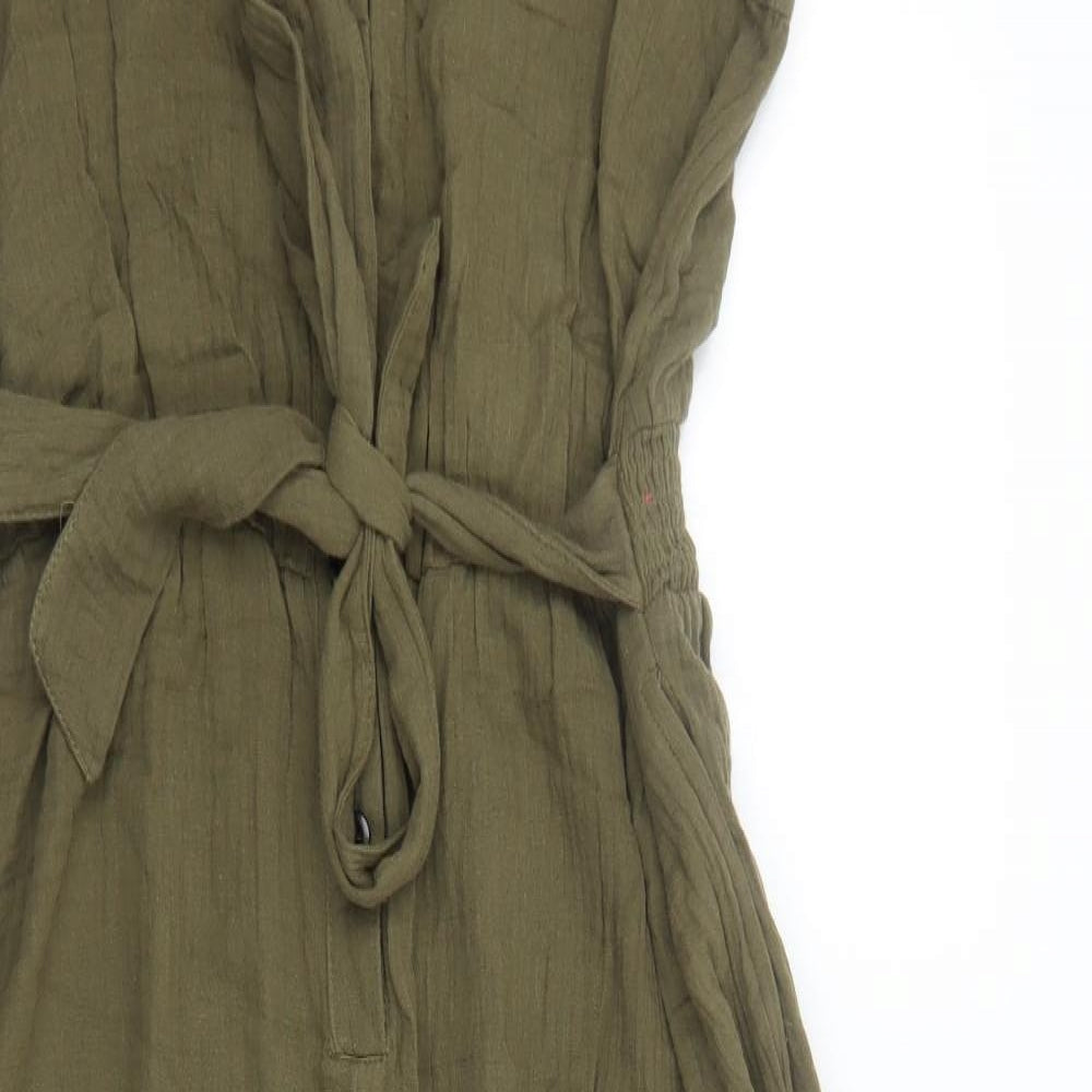 George Womens Green Cotton Jumpsuit One-Piece Size 16 Button