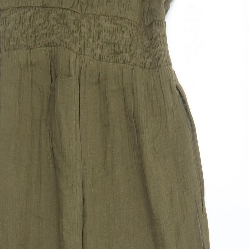 George Womens Green Cotton Jumpsuit One-Piece Size 16 Button