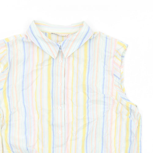 TU Womens Multicoloured Striped Cotton Basic Button-Up Size 16 Collared