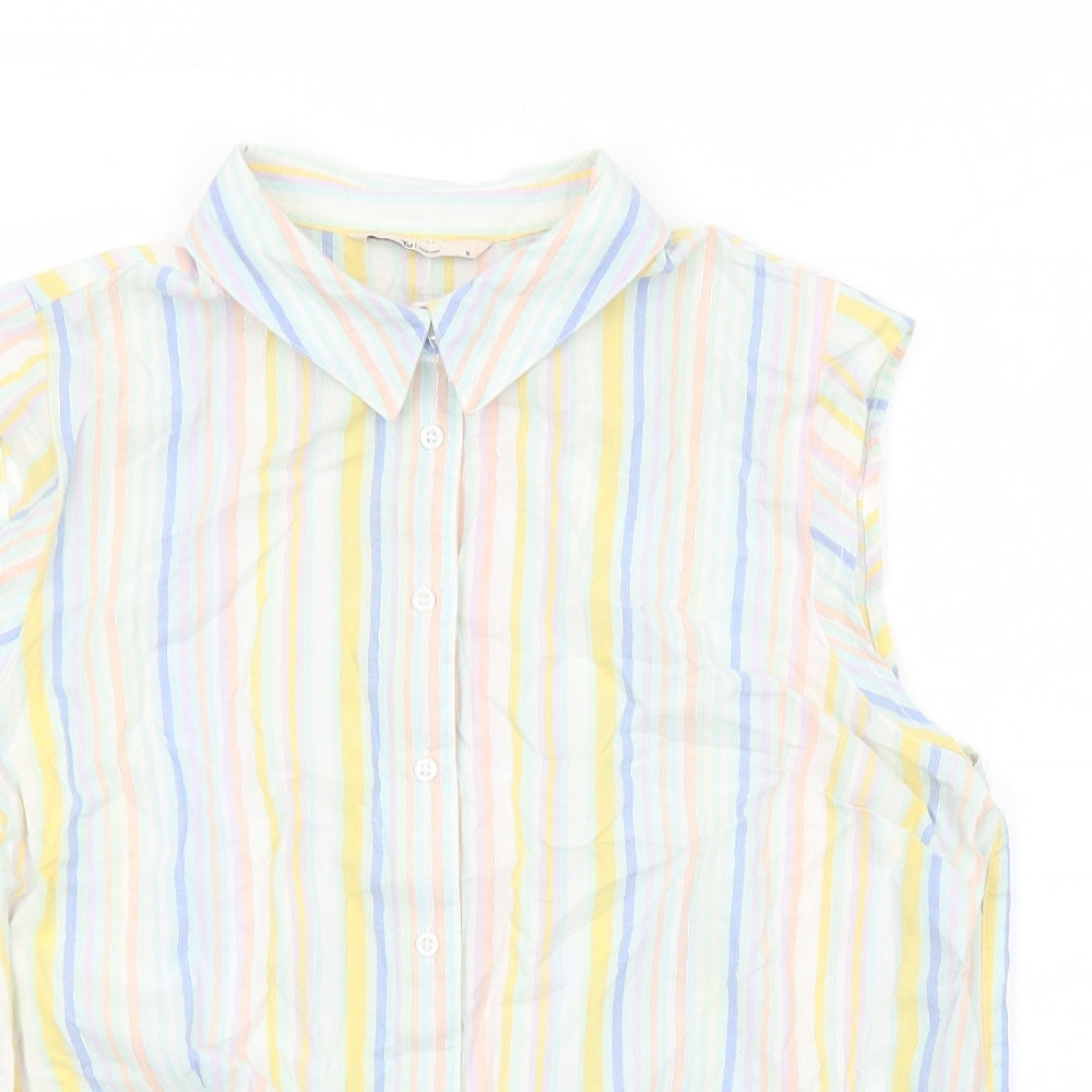 TU Womens Multicoloured Striped Cotton Basic Button-Up Size 16 Collared