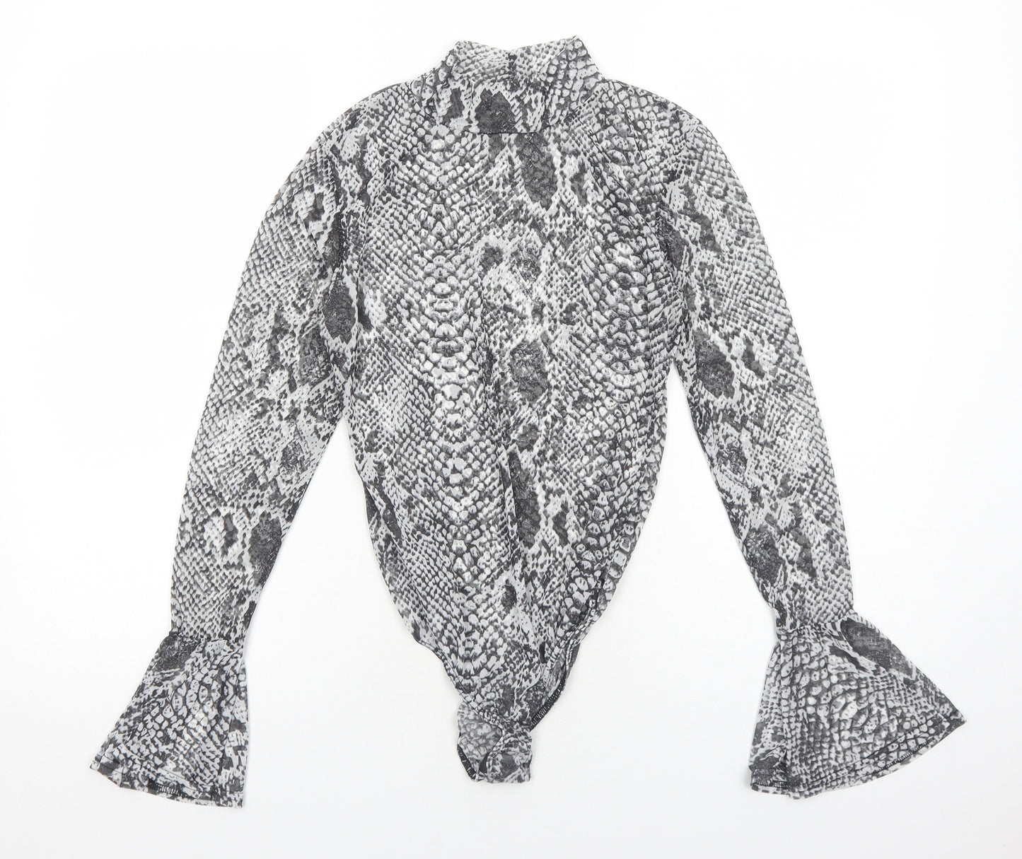 Glamour Womens Grey Animal Print Polyester Bodysuit One-Piece Size 10 Snap - Snake print